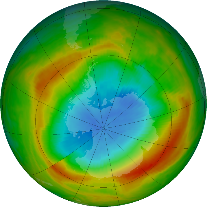 Antarctic ozone map for 10 November 1981